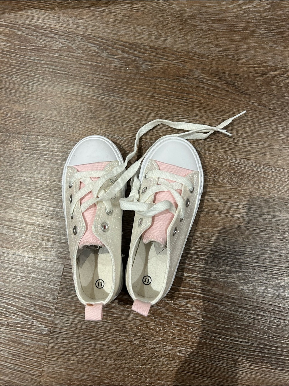 Kids Low-Top Canvas Sneakers in Pink and Cream
